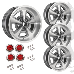 17IN Pontiac Rally II Cast Wheels Full Set w/Centercaps & Lug Nuts 