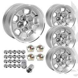 17x9 Honeycomb Wheels Pontiac Trans Am Firebird w/Centercaps & Lug Nuts 
