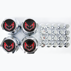 1977-1981 Red Snowflake Wheel Center Caps with Lug Nuts  