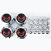 1977-1981 Red Snowflake Wheel Center Caps with Lug Nuts  - 