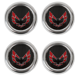 Metal Red Snowflake Center Caps Set of Four  